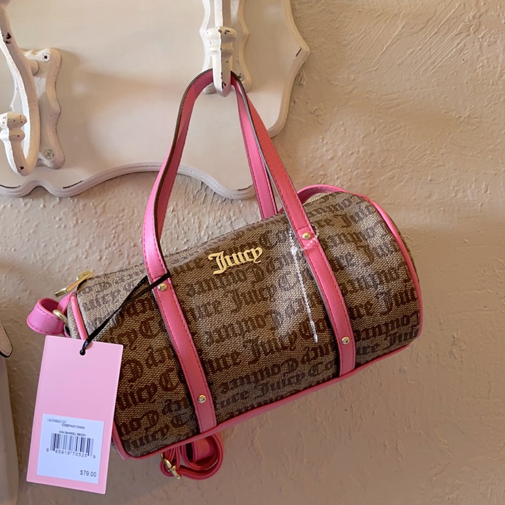Juicy Couture mini Barrel cross body chestnut purse
